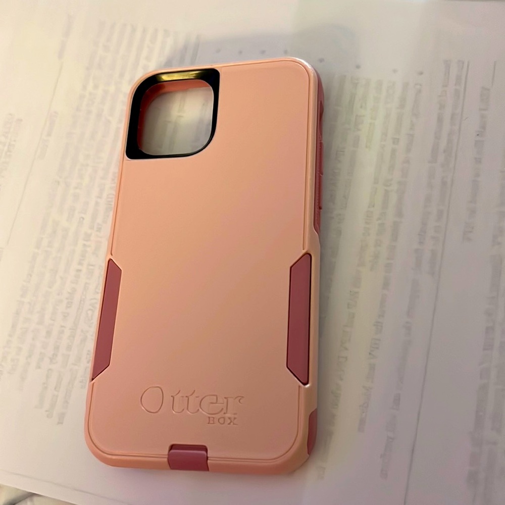 Otter I phone 12 case side pink